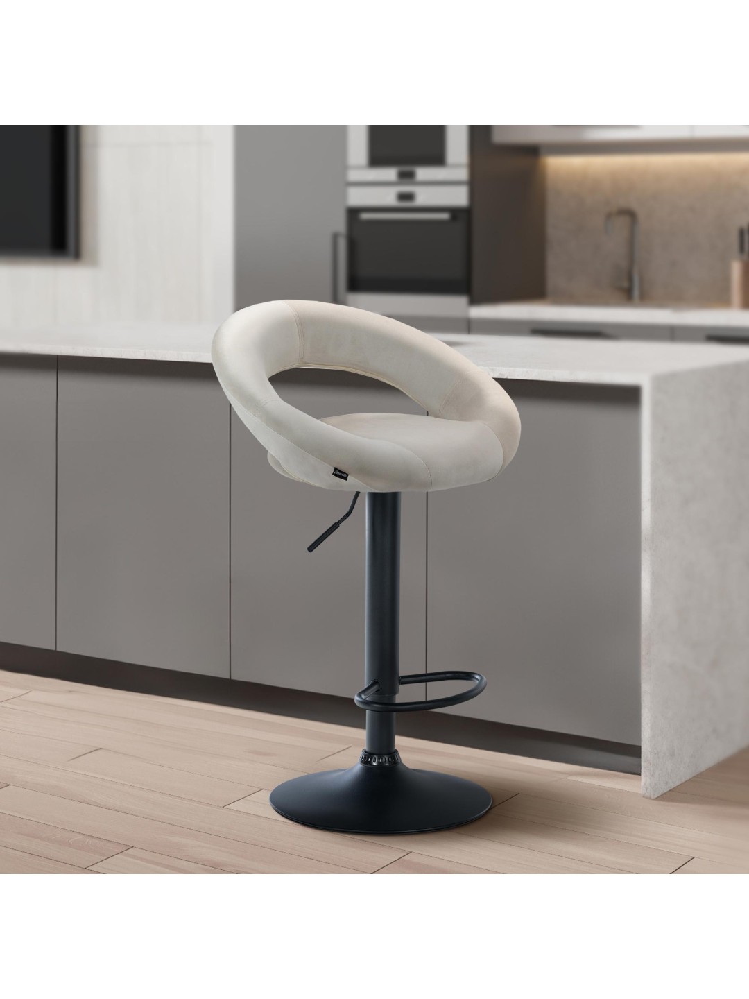 Taburete de bar Olinda terciopelo, crema