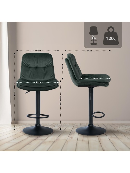 Taburete de bar Laurel terciopelo, verde oscuro