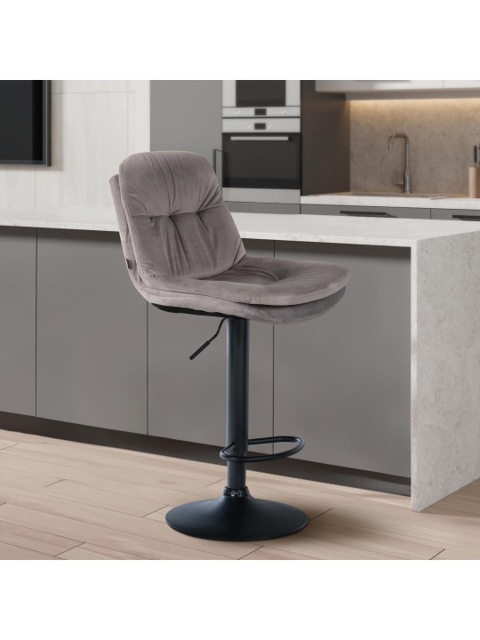 Taburete de bar Laurel terciopelo, gris Taburete de bar Laurel terciopelo, gris