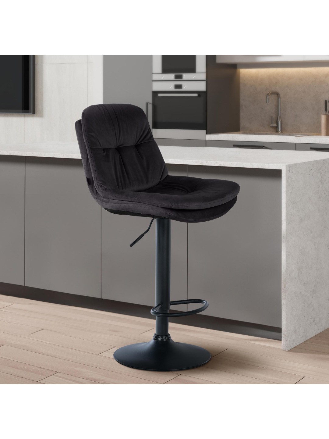 Taburete de bar Laurel terciopelo, negro