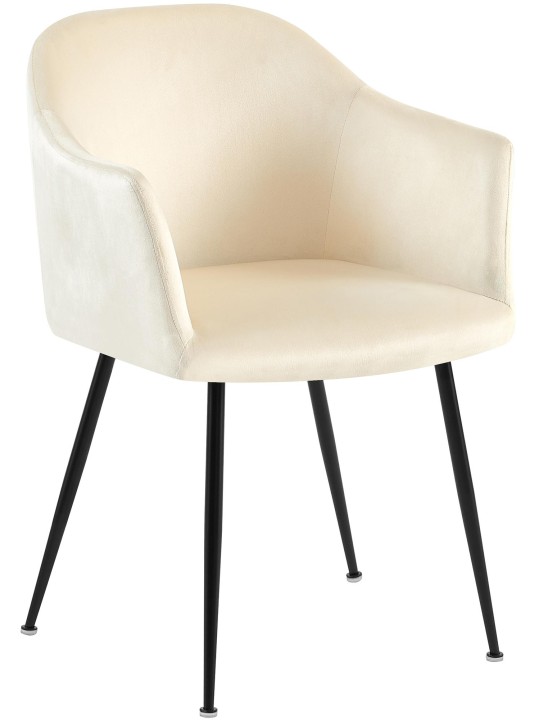 Silla de comedor de terciopelo Jaysie, crema