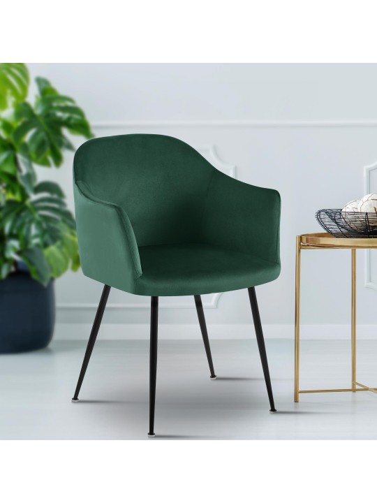 Silla de comedor de terciopelo Jaysie, verde oscuro