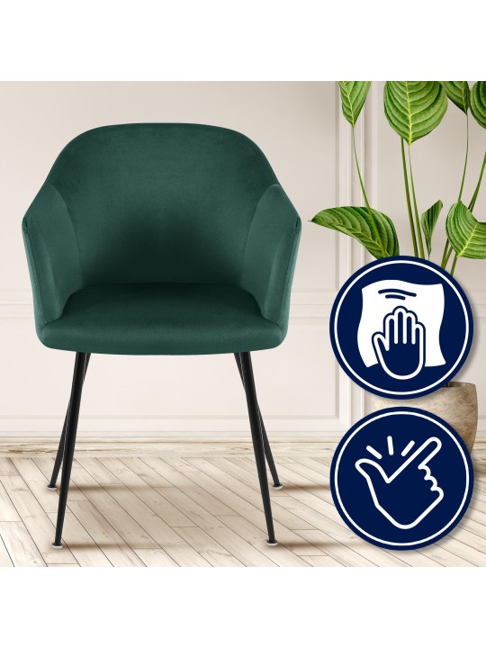 Silla de comedor de terciopelo Jaysie, verde oscuro