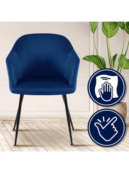Silla de comedor de terciopelo Jaysie, azul oscuro