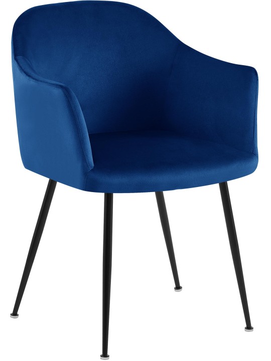 Silla de comedor de terciopelo Jaysie, azul oscuro
