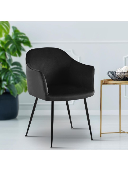 Silla de comedor de terciopelo Jaysie, negro Silla de comedor de terciopelo Jaysie, negro