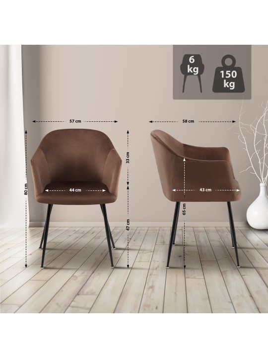 Silla de comedor de terciopelo Jaysie, marrón Silla de comedor de terciopelo Jaysie, marrón