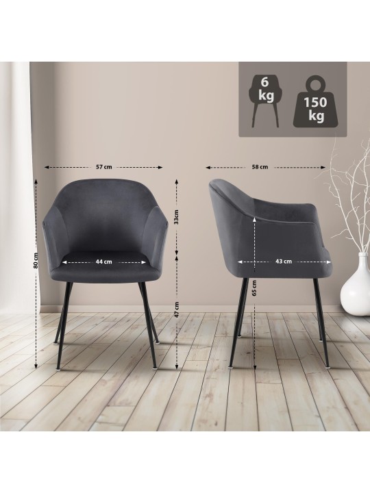 Silla de comedor de terciopelo Jaysie, gris oscuro