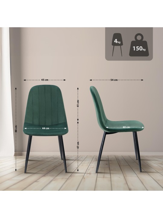 Silla de comedor Baxter de terciopelo, verde