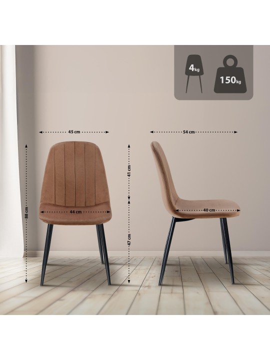 Silla de comedor Baxter de terciopelo, marrón