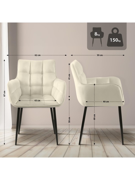 Silla Tirana terciopelo, crema Silla Tirana terciopelo, crema