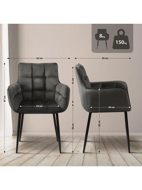 Silla Tirana terciopelo, antracita Silla Tirana terciopelo, antracita