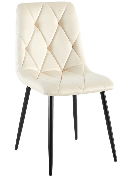 Silla de comedor de terciopelo Clairton, crema