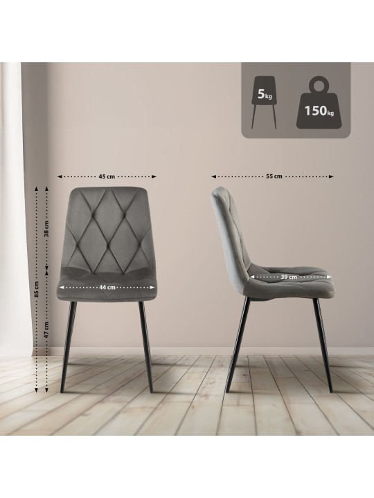 Silla de comedor de terciopelo Clairton, antracita