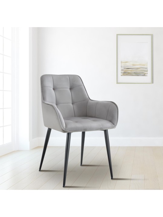 Silla de comedor Ferndale de terciopelo, gris claro