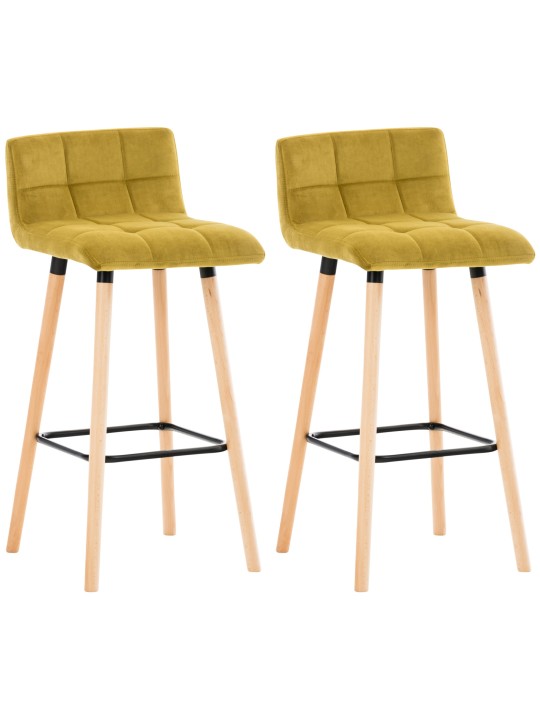 Juego de 2 taburetes de bar Lincoln terciopelo, amarillo Juego de 2 taburetes de bar Lincoln terciopelo, amarillo
