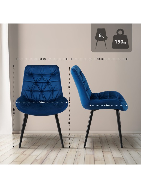 Silla de comedor de terciopelo Rossford, azul oscuro