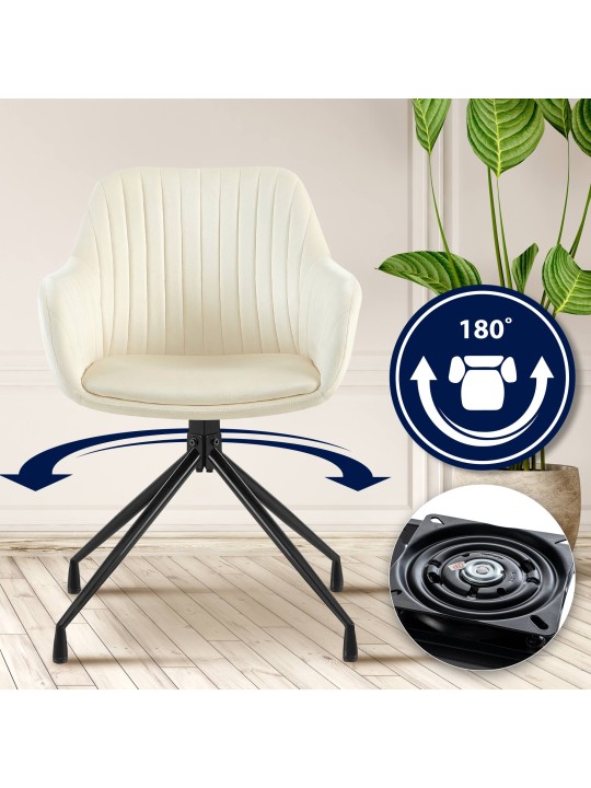 Silla de comedor Welby de terciopelo, crema