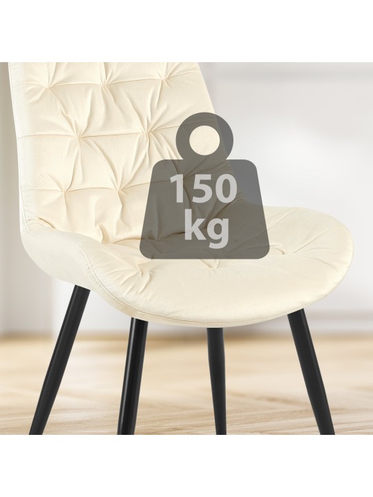 Silla de comedor de terciopelo Rossford, crema