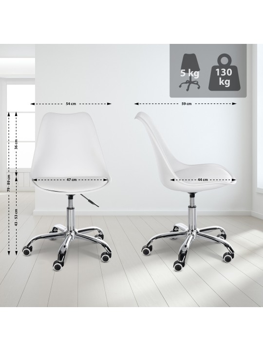 Taburete de trabajo Laflin, blanco