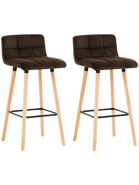 Juego de 2 taburetes de bar Lincoln terciopelo, marrón