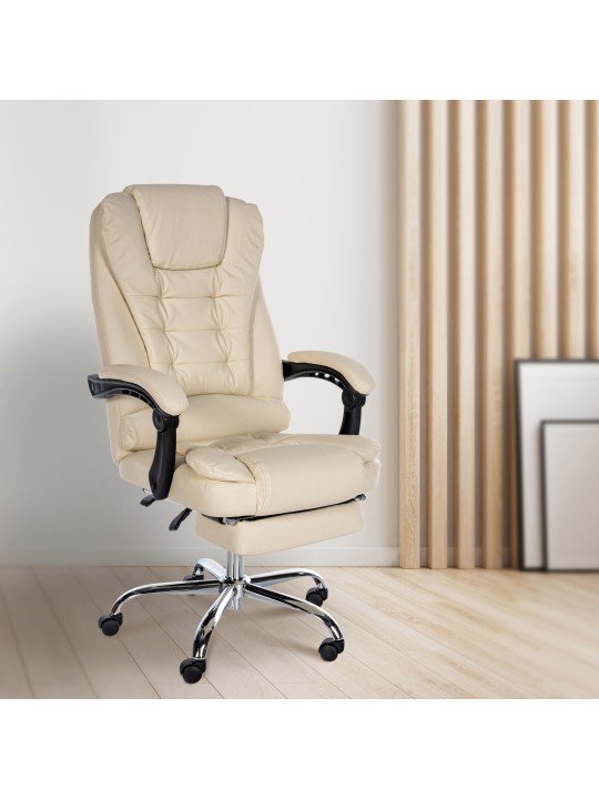 Silla de oficina Oxígeno piel sintética, crema