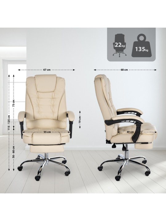 Silla de oficina Oxígeno piel sintética, crema