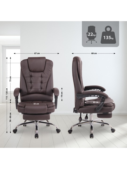 Silla de oficina Oxígeno piel sintética, marrón