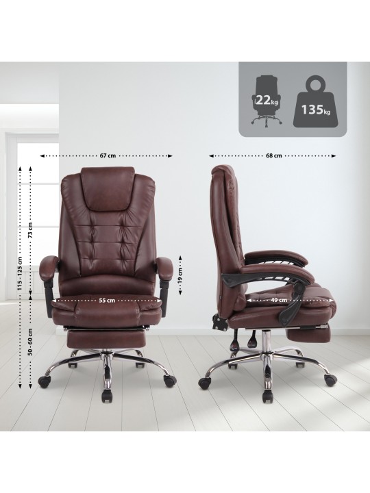 Silla de oficina Oxígeno piel sintética, burdeos