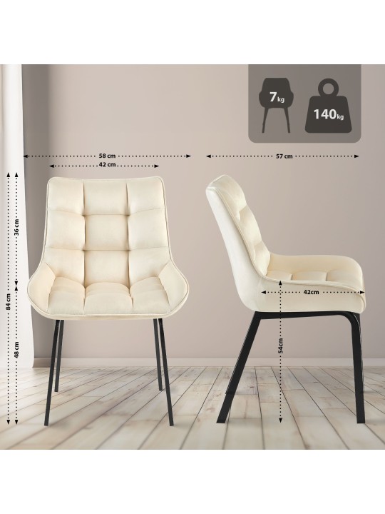 Silla Saranda terciopelo, crema