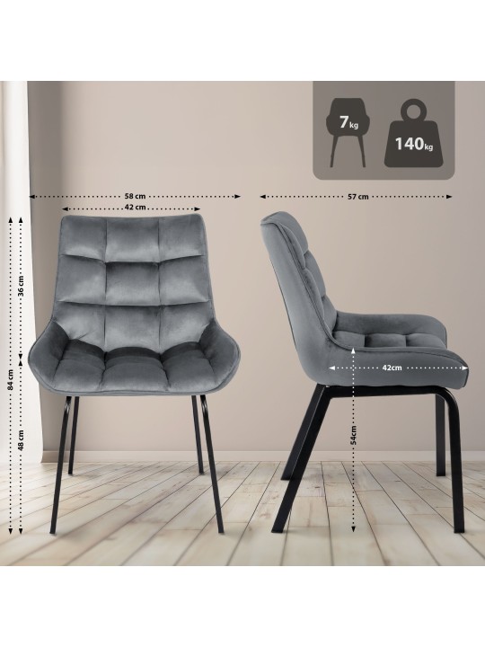 Silla Saranda terciopelo, gris oscuro Silla Saranda terciopelo, gris oscuro