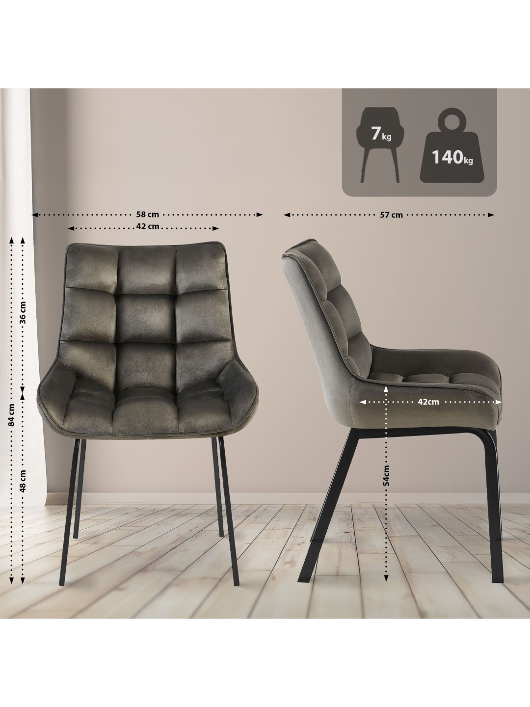 Silla Saranda terciopelo, antracita