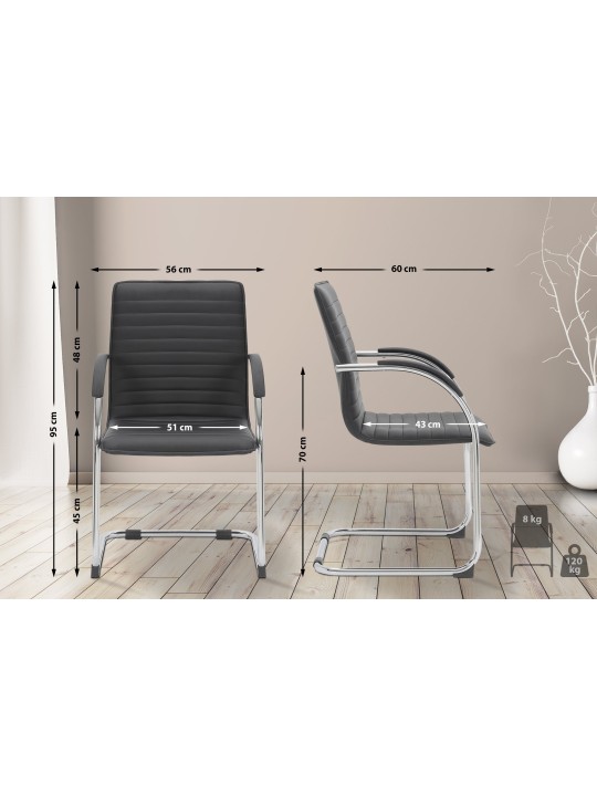 Juego de 2 sillas de visita Tira piel sintética, negro