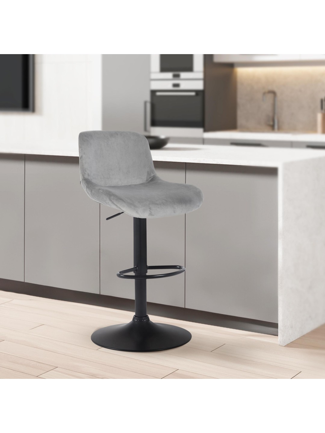 Taburete de bar Solon terciopelo, gris