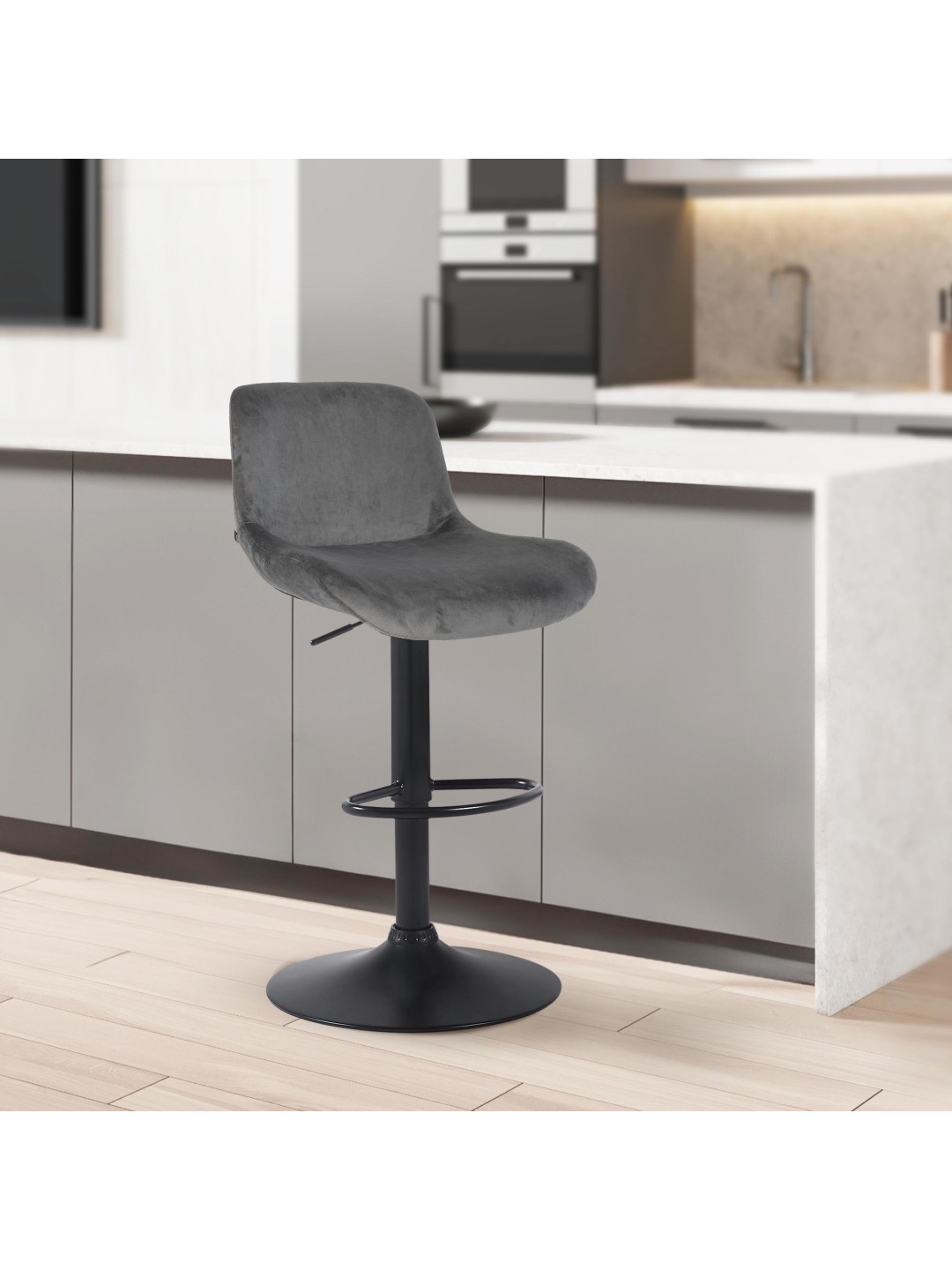 Taburete de bar Solon terciopelo, gris oscuro