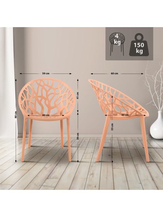 Conjunto de 4 sillas Esperanza, melocotón Conjunto de 4 sillas Esperanza, melocotón