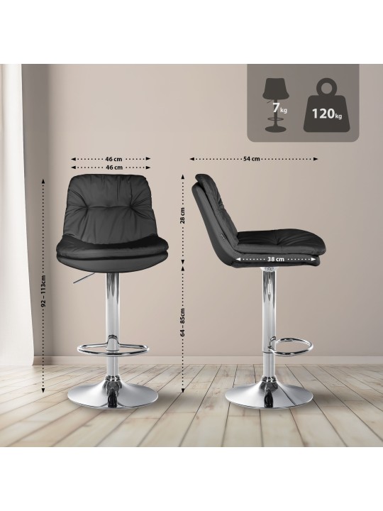 Taburete de bar Laurel polipiel cromado, negro