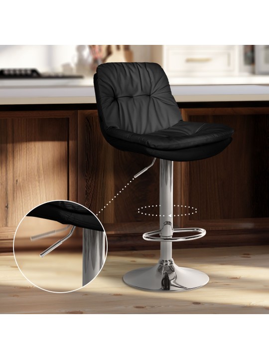 Taburete de bar Laurel polipiel cromado, negro