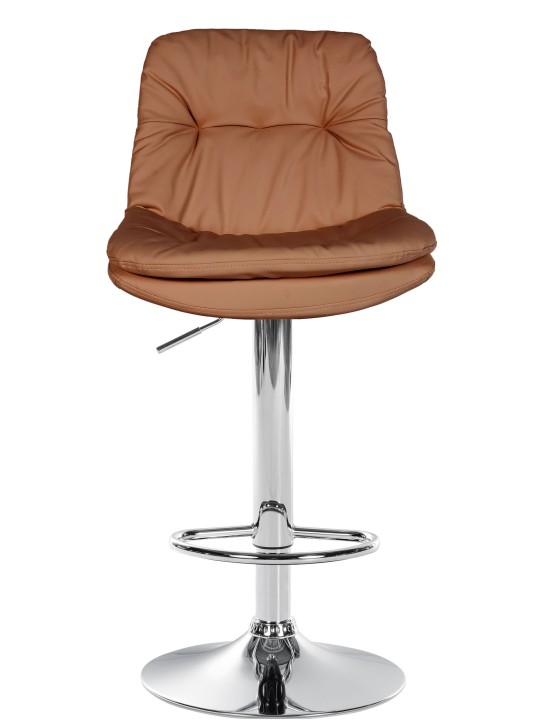 Taburete de bar Laurel polipiel cromado, marrón claro Taburete de bar Laurel polipiel cromado, marrón claro