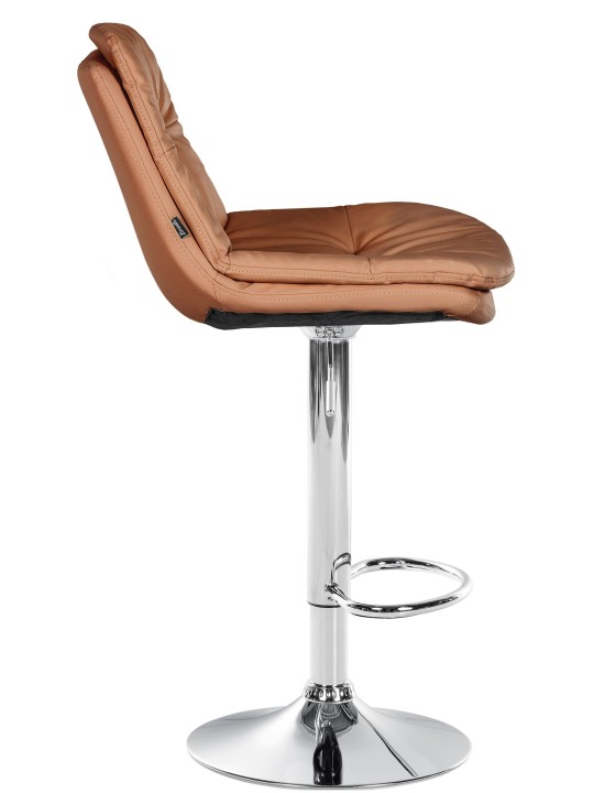 Taburete de bar Laurel polipiel cromado, marrón claro Taburete de bar Laurel polipiel cromado, marrón claro