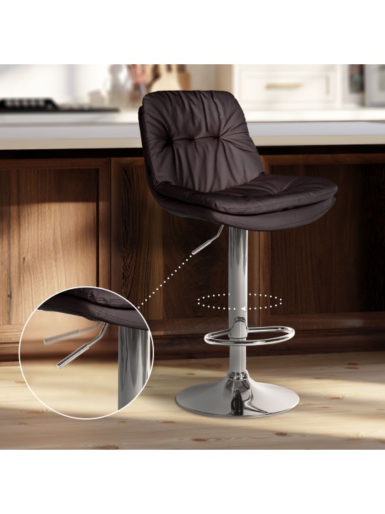 Taburete de bar Laurel polipiel cromado, marrón