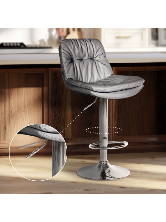 Taburete de bar Laurel polipiel cromado, gris Taburete de bar Laurel polipiel cromado, gris
