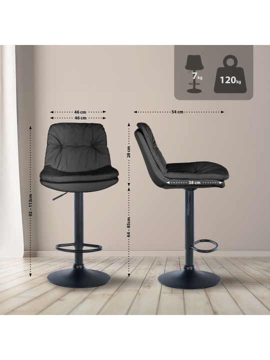 Taburete de bar Laurel piel sintética, negro Taburete de bar Laurel piel sintética, negro