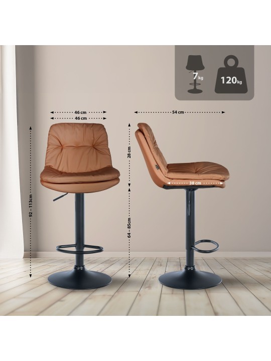 Taburete de bar Laurel piel sintética, marrón claro Taburete de bar Laurel piel sintética, marrón claro