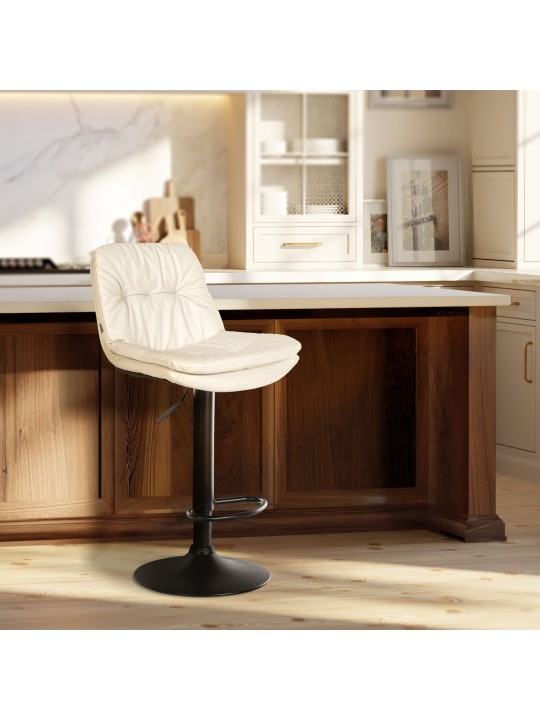 Taburete de bar Laurel piel sintética, blanco