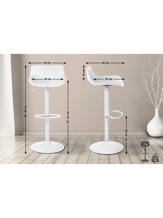 Juego de 4 taburetes de bar Aveiro, blanco Juego de 4 taburetes de bar Aveiro, blanco