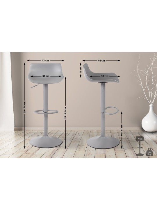 Juego de 4 taburetes de bar Aveiro, gris Juego de 4 taburetes de bar Aveiro, gris