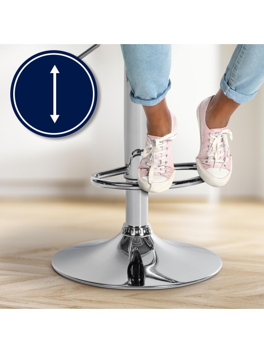 Taburete de bar Laurel tela cromo, crema