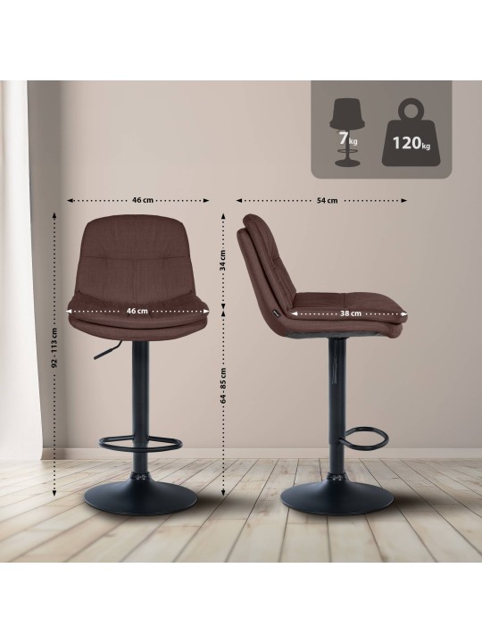 Taburete de bar Tela Laurel, marrón