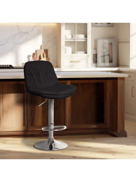 Taburete de bar Laurel tela cromo, negro